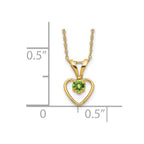 14k Madi K 3mm Peridot Heart Birthstone 15 inch Necklace