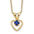 14k Madi K 3mm Sapphire Heart Birthstone 15 inch Necklace