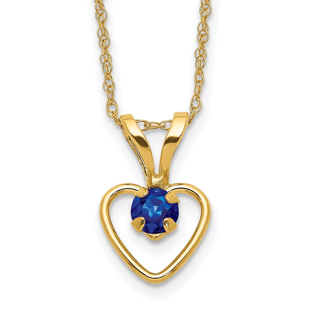 14k Madi K 3mm Sapphire Heart Birthstone 15 inch Necklace