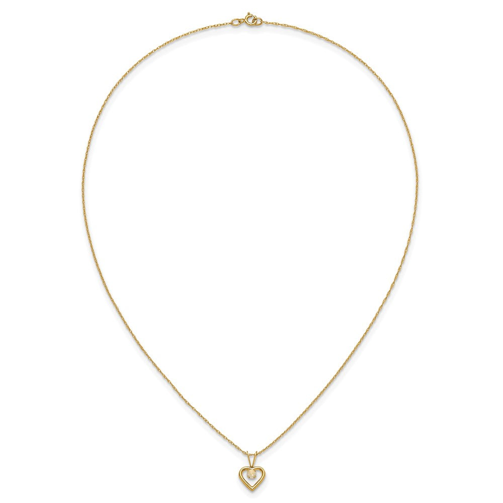 14k Madi K 3mm Opal Heart 15 inch Necklace