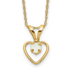 14k Madi K 3mm Opal Heart 15 inch Necklace