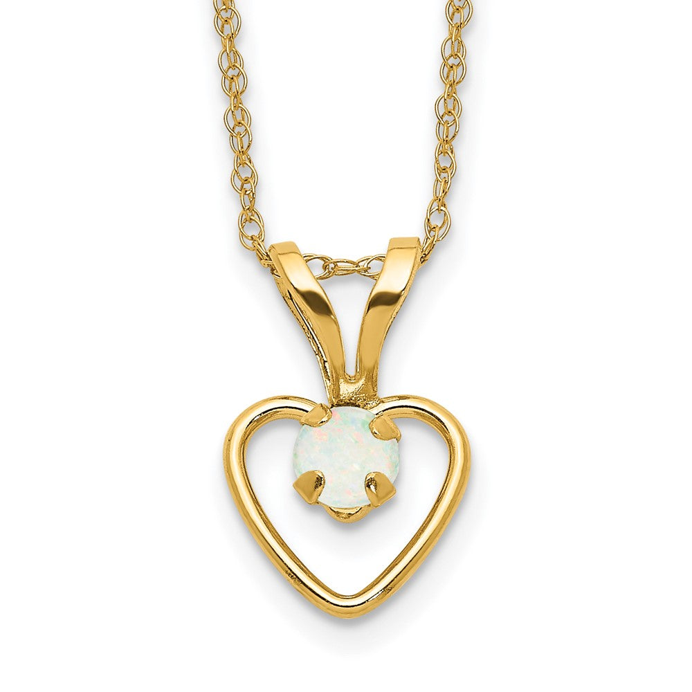 14k Madi K 3mm Opal Heart 15 inch Necklace