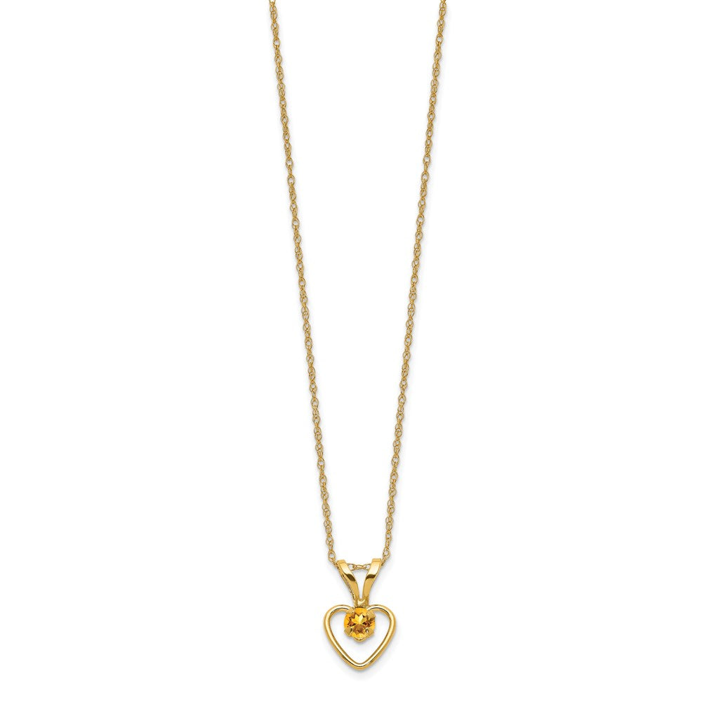 14k Madi K 3mm Citrine Heart Birthstone 15 inch Necklace