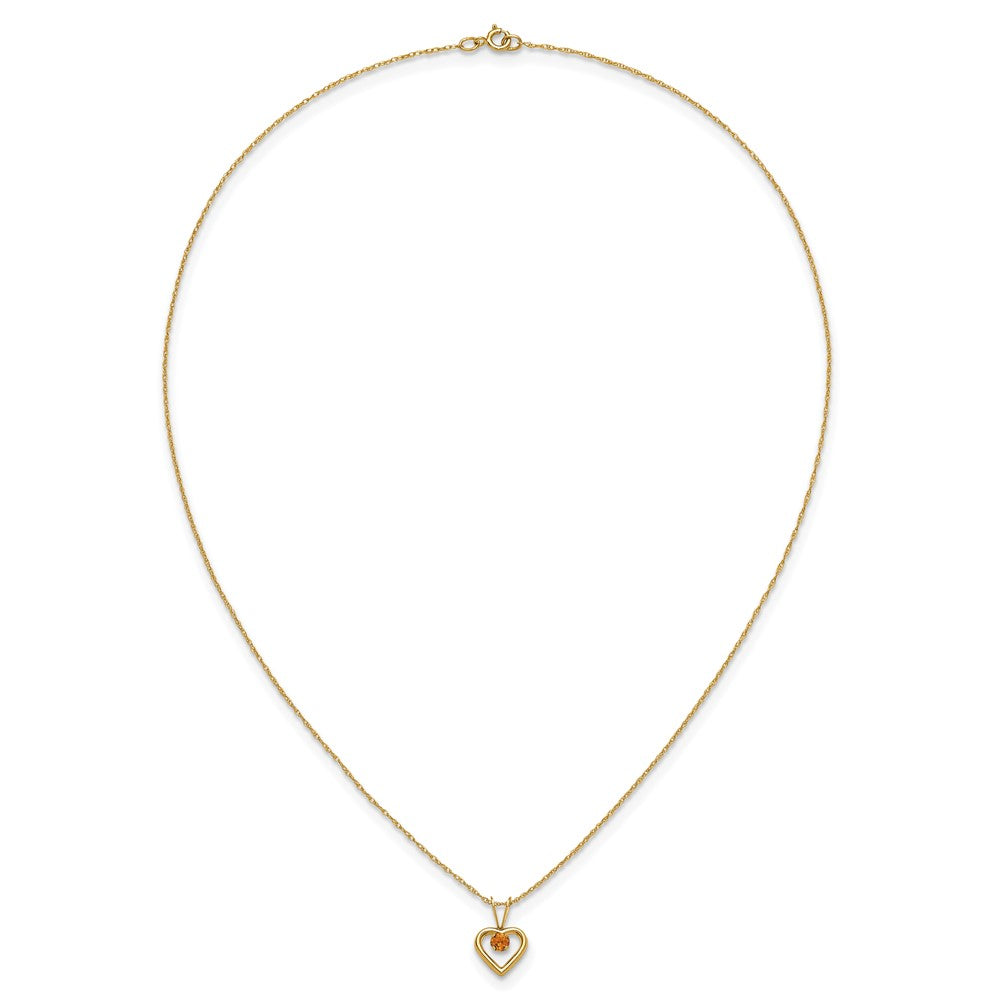 14k Madi K 3mm Citrine Heart Birthstone 15 inch Necklace