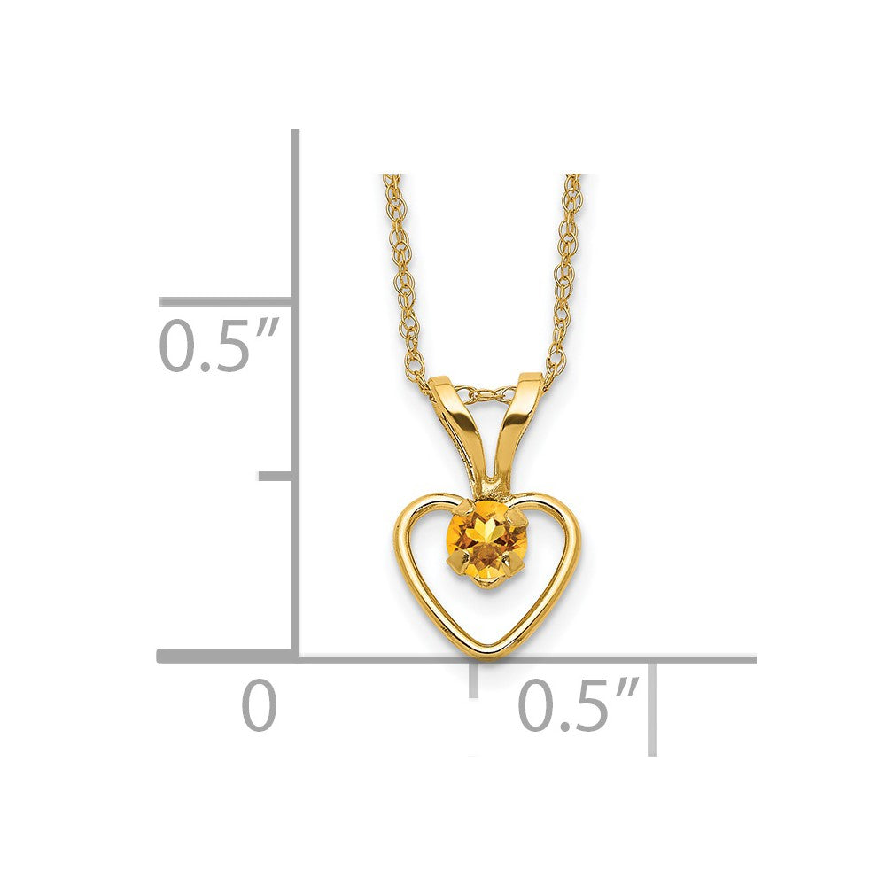 14k Madi K 3mm Citrine Heart Birthstone 15 inch Necklace