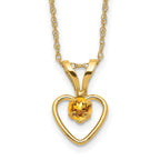 14k Madi K 3mm Citrine Heart Birthstone 15 inch Necklace