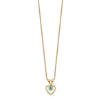 14k Madi K 3mm Blue Zircon Heart Birthstone 15 inch Necklace