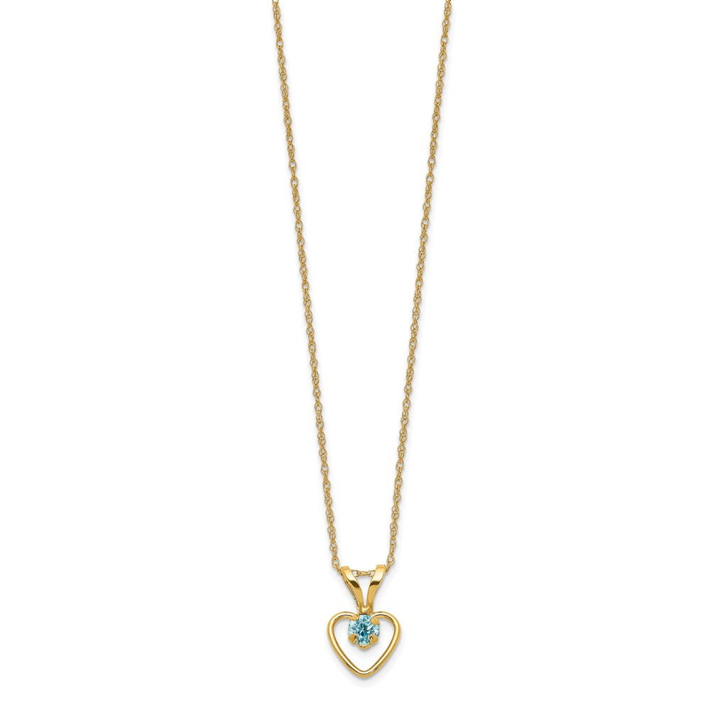 14k Madi K 3mm Blue Zircon Heart Birthstone 15 inch Necklace