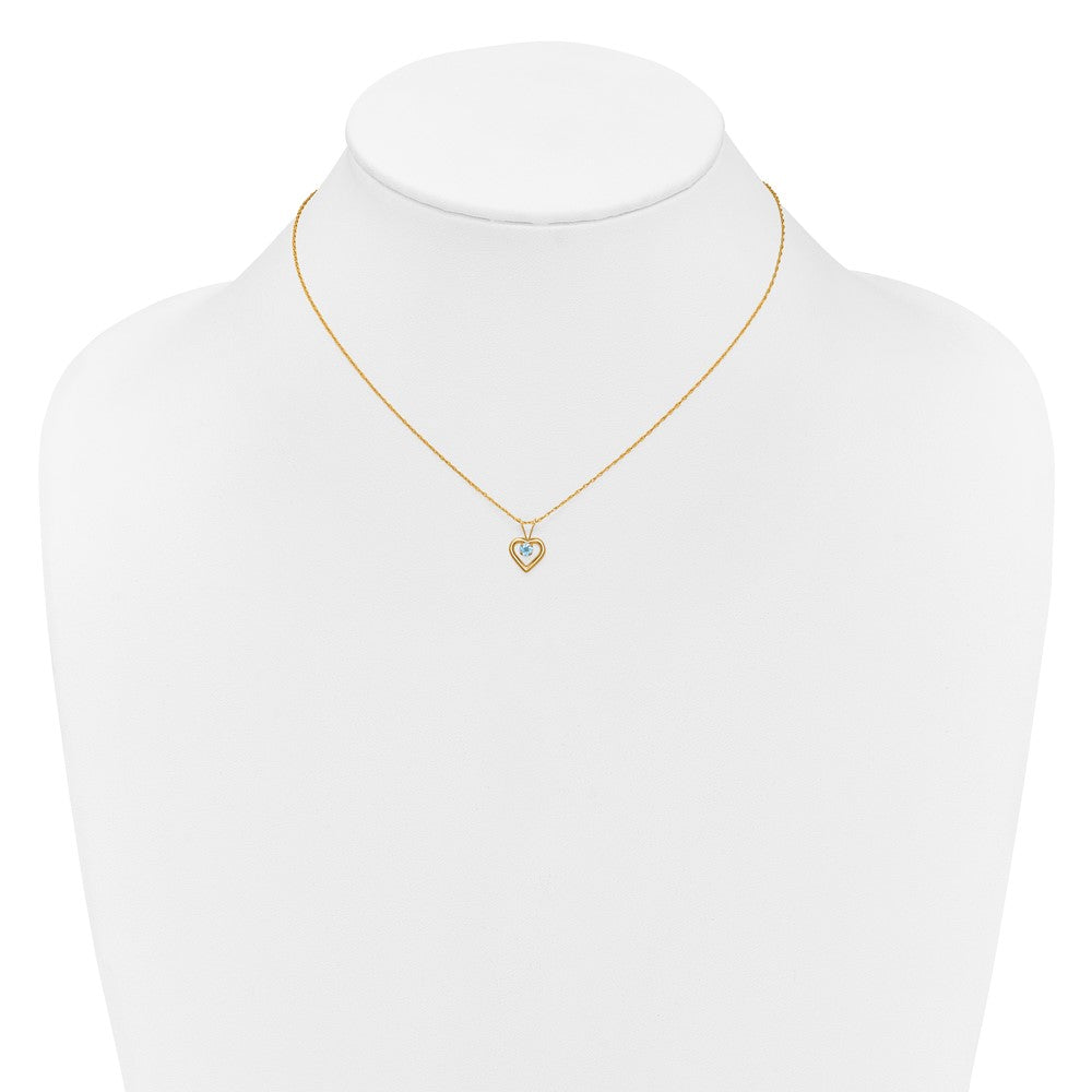 14k Madi K 3mm Blue Zircon Heart Birthstone 15 inch Necklace
