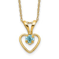 14k Madi K 3mm Blue Zircon Heart Birthstone 15 inch Necklace