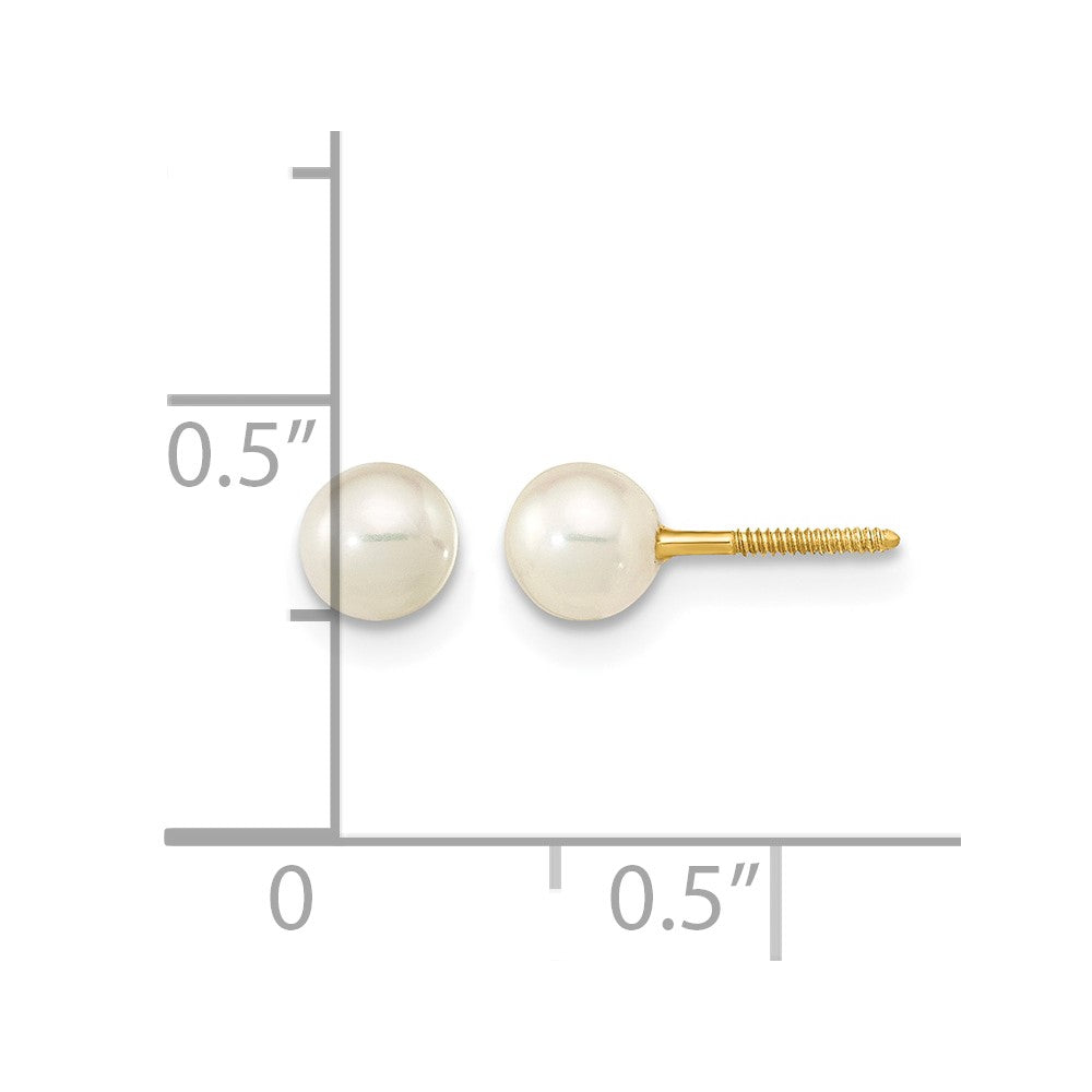 14k Madi K 4-5mm White Near-Round Freshwater Cultured Pearl Screwback Post Earrings