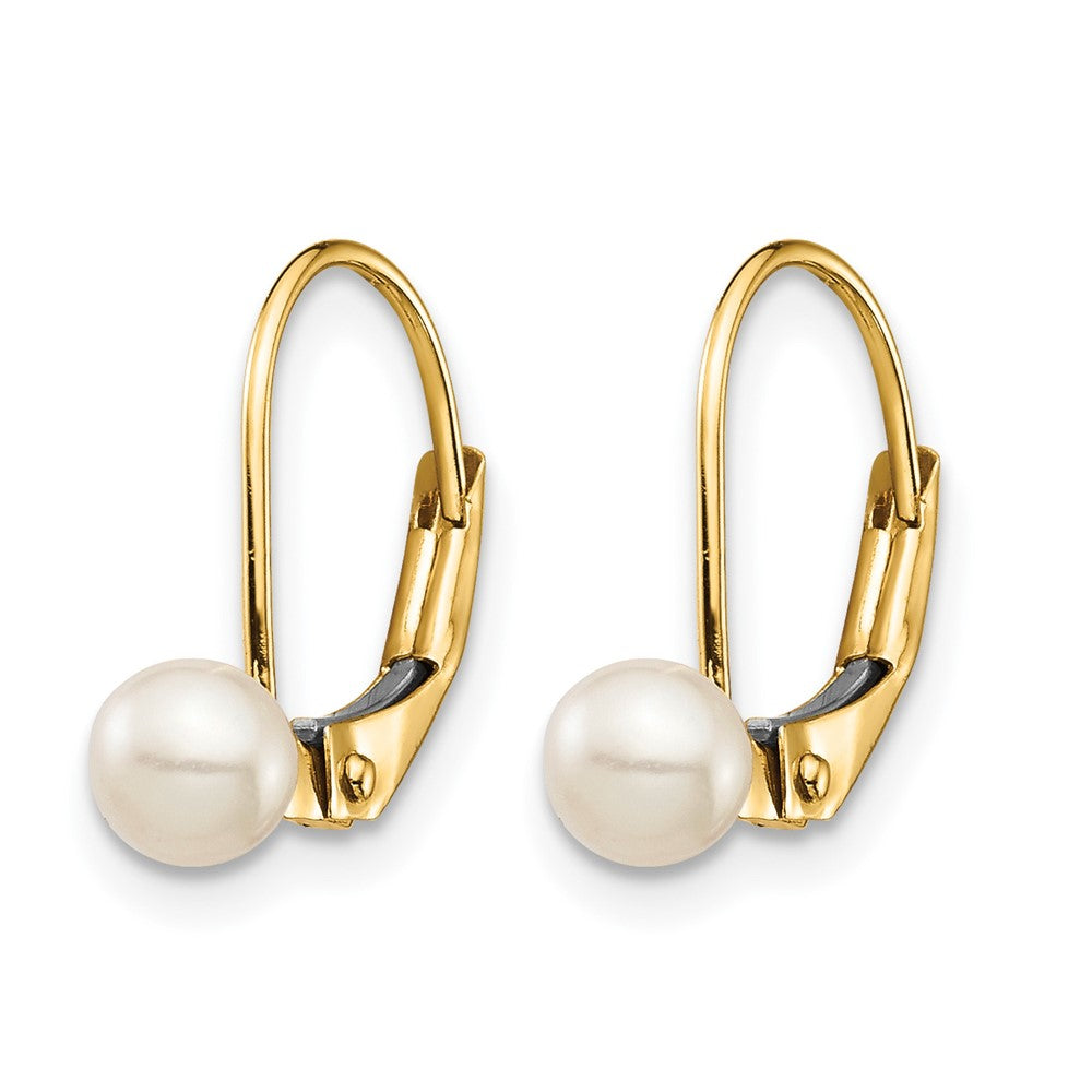 14k Madi K 4-5mm White Round Freshwater Cultured Pearl Leverback Earrings