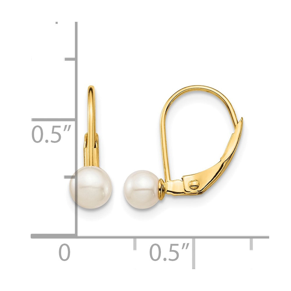 14k Madi K 4-5mm White Round Freshwater Cultured Pearl Leverback Earrings