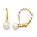 14k Madi K 4-5mm White Round Freshwater Cultured Pearl Leverback Earrings