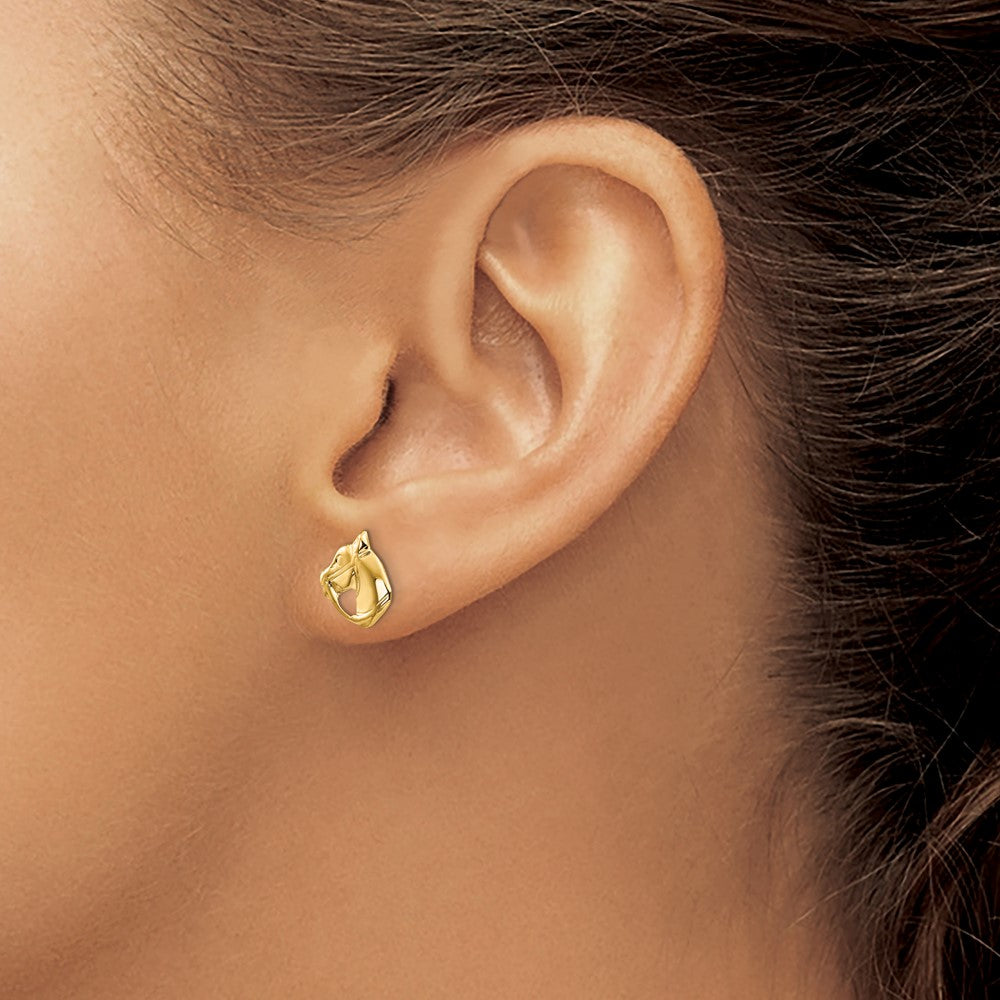 14k Madi K Horse Head Childrens Screwback Post Earrings