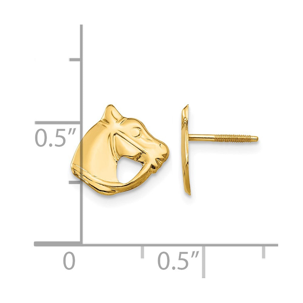 14k Madi K Horse Head Childrens Screwback Post Earrings