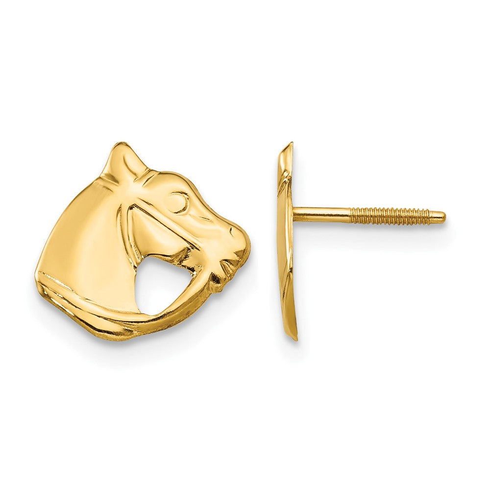 14k Madi K Horse Head Childrens Screwback Post Earrings