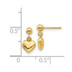 14k Madi K Puffed Heart Childrens Post Dangle Earrings
