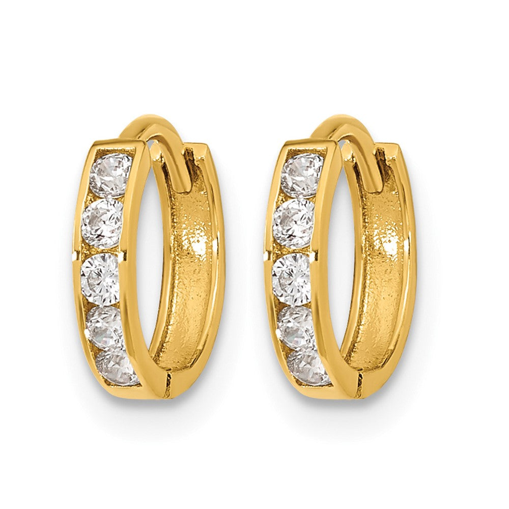 14k Madi K CZ 2x11mm Hinged Hoop Earrings