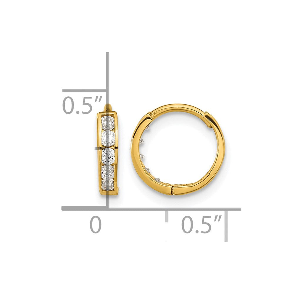 14k Madi K CZ 2x11mm Hinged Hoop Earrings