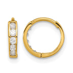 14k Madi K CZ 2x11mm Hinged Hoop Earrings