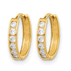 14k Madi K CZ 2x11mm Hinged Hoop Earrings