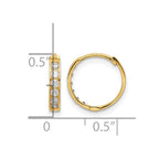 14k Madi K CZ 2x11mm Hinged Hoop Earrings
