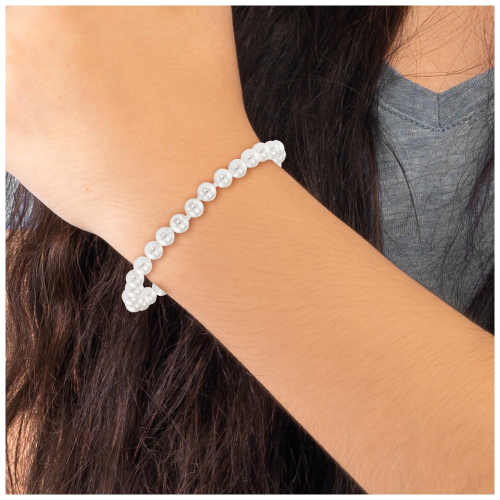 14k Madi K 4.5mm-5.5mm White Imitation Shell Pearl 5.25 inch Bracelet