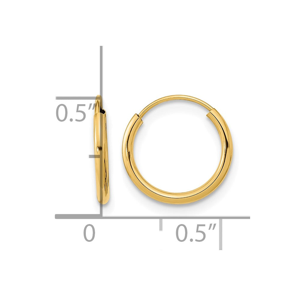 14k Madi K 1x12mm Endless Hoop Earrings