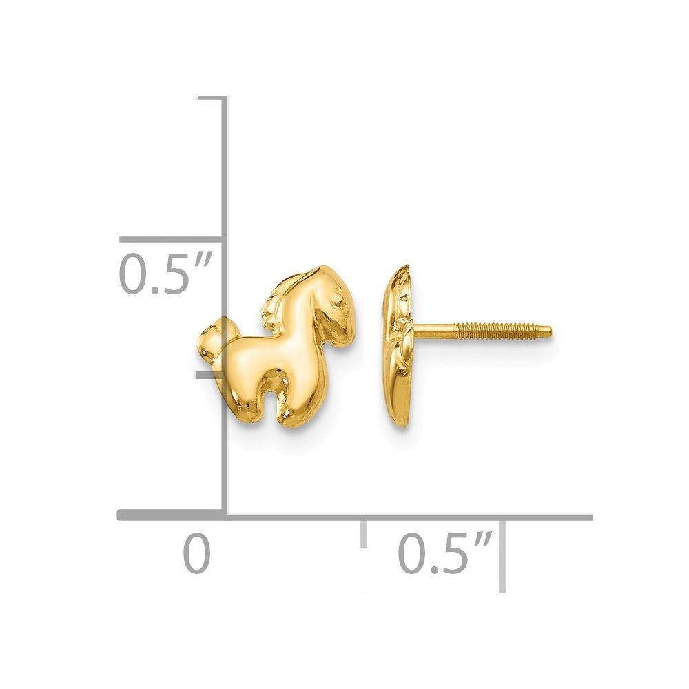 14k Madi K Pony Childrens Screwback Post Earrings