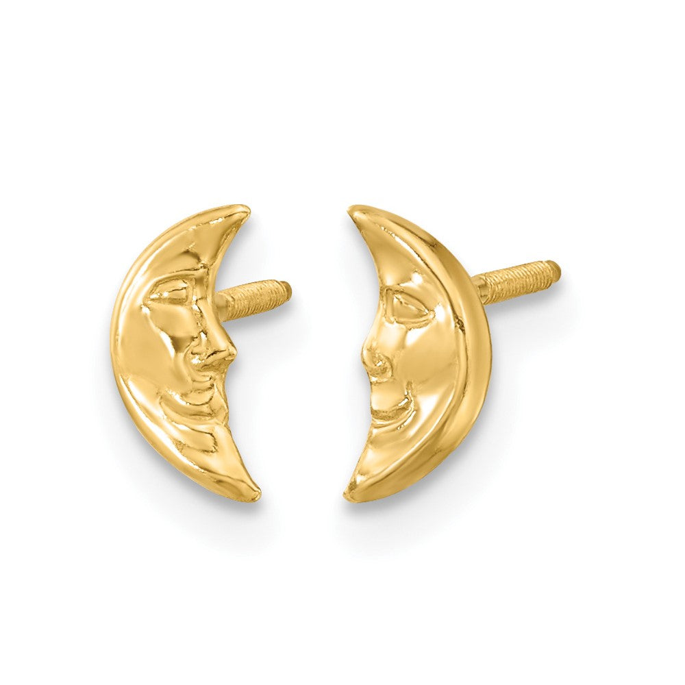 14k Madi K Moon with Face Childrens Screwback Post Earrings