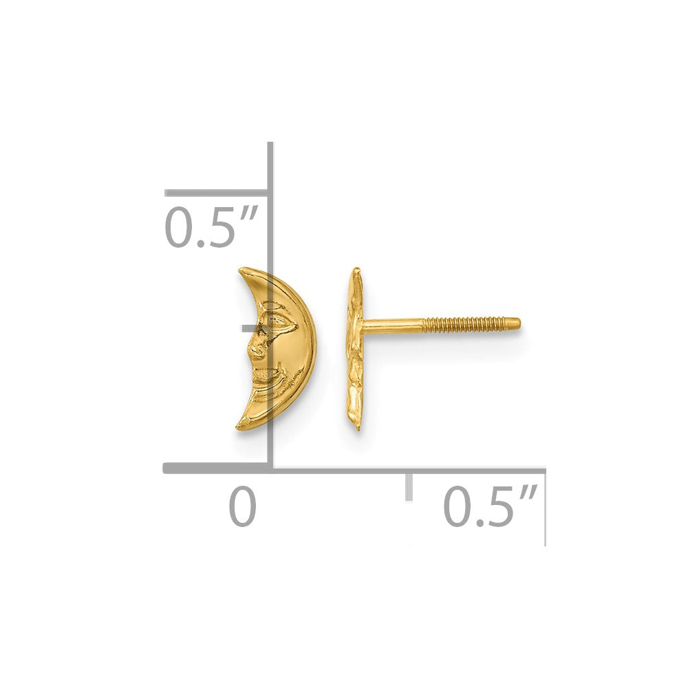 14k Madi K Moon with Face Childrens Screwback Post Earrings