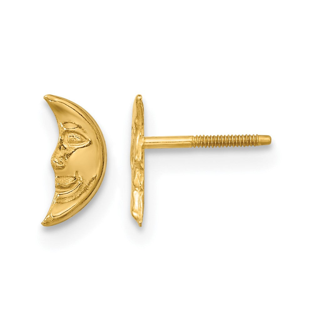 14k Madi K Moon with Face Childrens Screwback Post Earrings