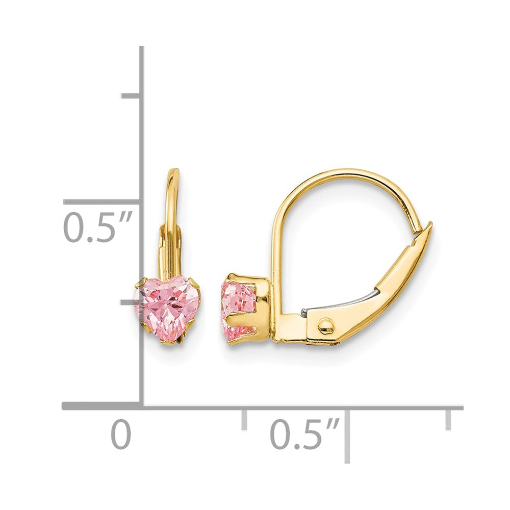 14k Madi K 4mm Pink CZ Childrens Leverback Earrings