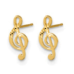 14k Madi K Polished Musical Treble Clef Childrens Post Earrings