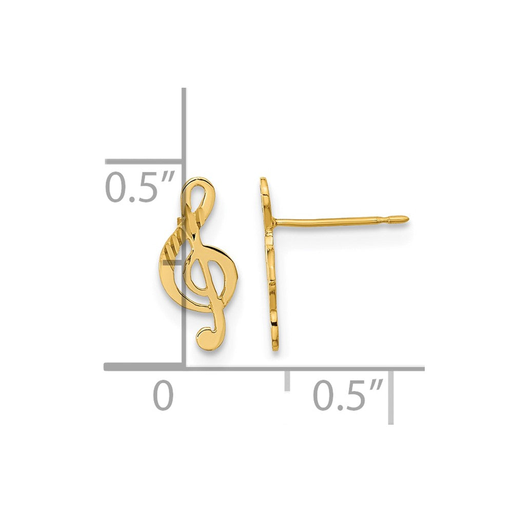14k Madi K Polished Musical Treble Clef Childrens Post Earrings