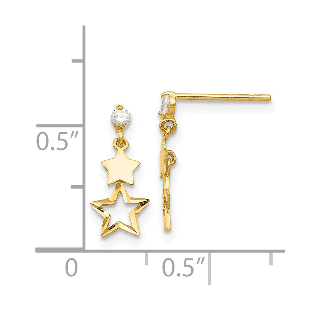 14k Madi K CZ Polished Star Childrens Post Dangle Earrings