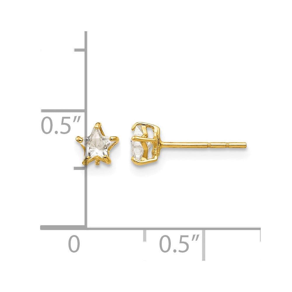 14k Madi K CZ 4mm Star Childrens Post Earrings