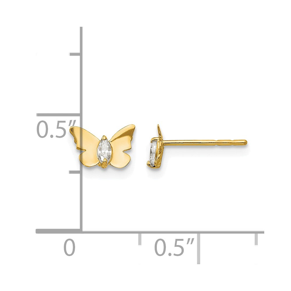 14k Madi K CZ Butterfly Childrens Post Earrings