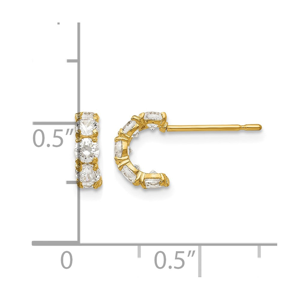 14k Madi K CZ Five Stone J-Hoop Childrens Post Earrings
