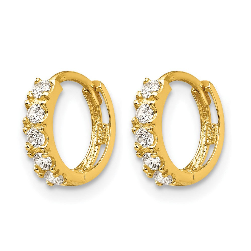 14k Madi K CZ 3x9mm Childrens Hinged Hoop Earrings