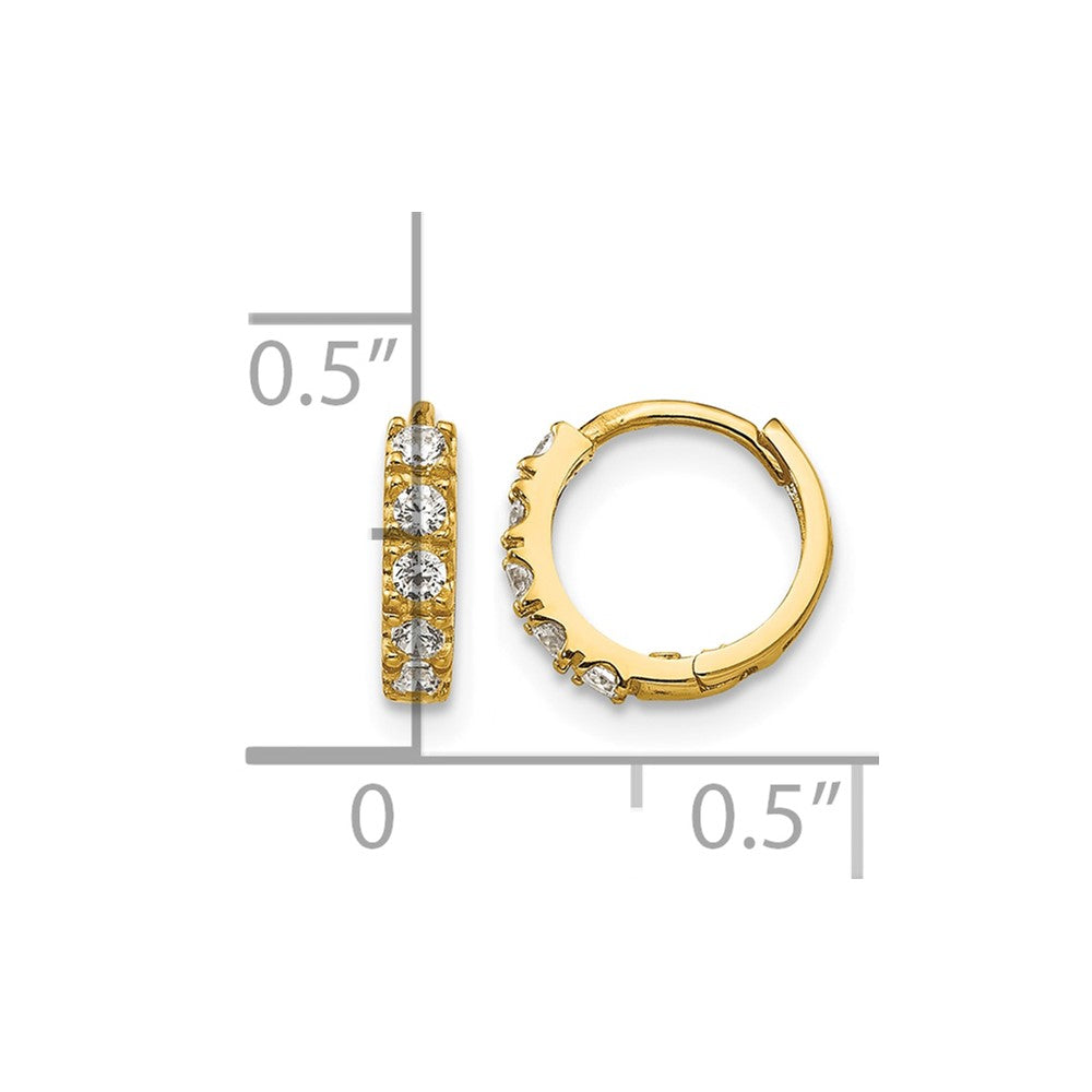 14k Madi K CZ 3x9mm Childrens Hinged Hoop Earrings