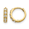 14k Madi K CZ 3x9mm Childrens Hinged Hoop Earrings