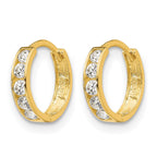 14k Madi K CZ 3x9mm Childrens Hinged Hoop Earrings