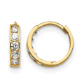 14k Madi K CZ 3x9mm Childrens Hinged Hoop Earrings