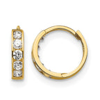 14k Madi K CZ 3x9mm Childrens Hinged Hoop Earrings