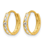 14k Madi K CZ 3x12mm Childrens Hinged Hoop Earrings
