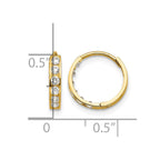 14k Madi K CZ 3x12mm Childrens Hinged Hoop Earrings