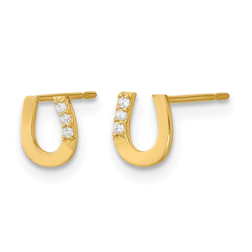 14k Madi K CZ Horseshoe Childrens Post Earrings