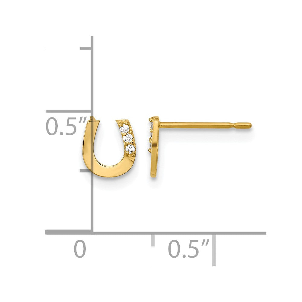 14k Madi K CZ Horseshoe Childrens Post Earrings